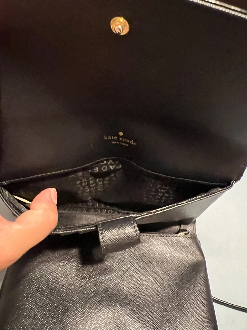 kate spade Black Textured Leather Crossbody with Gold Hardware
